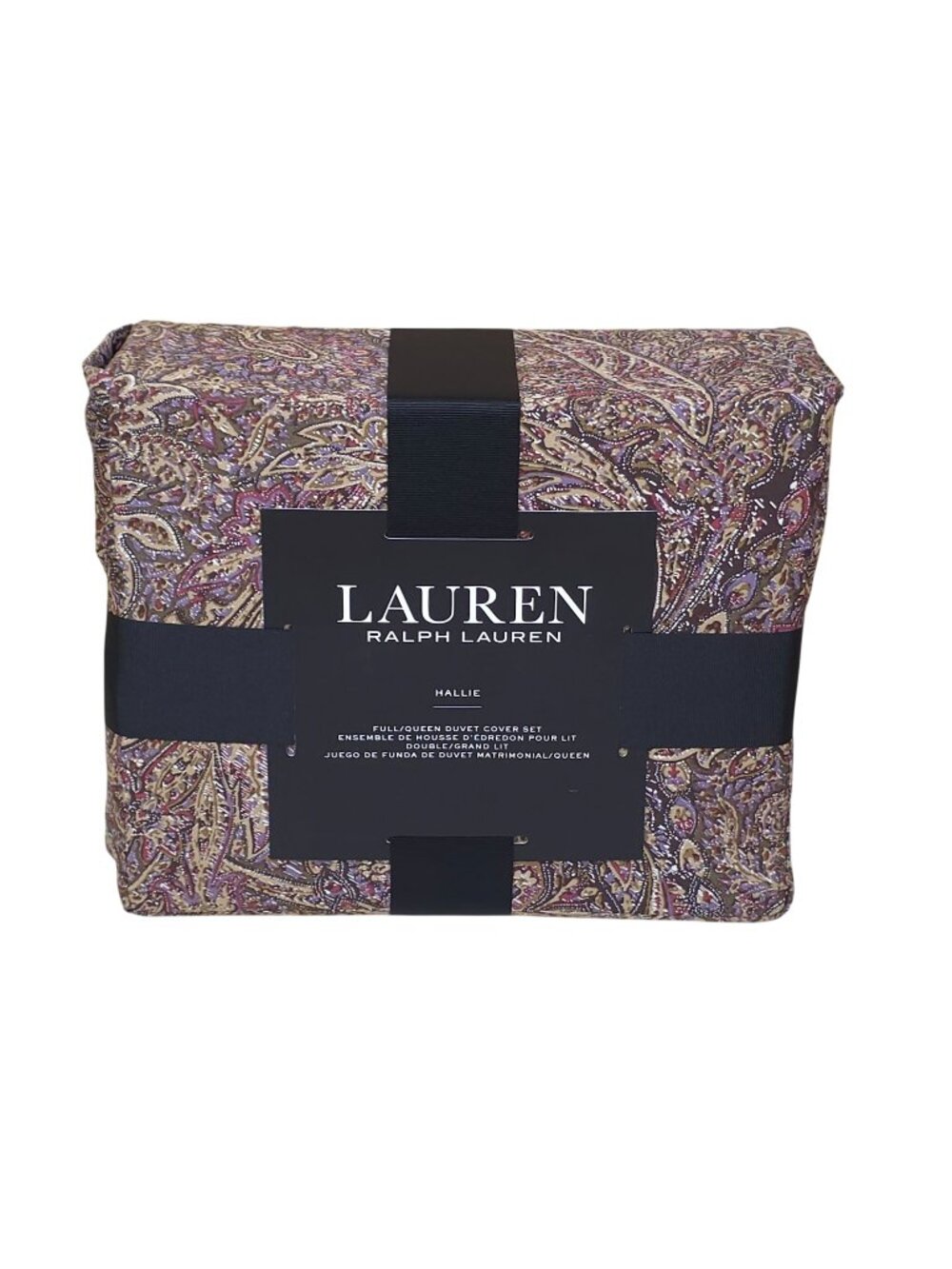 Ralph Lauren Hallie Full/Queen Duvet Cover Set Tan Burgundy Paisley 3pc NEW